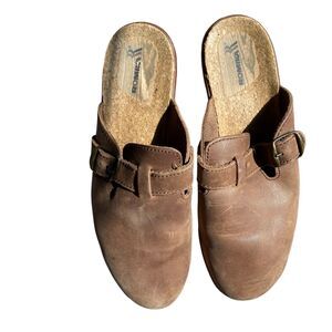 ROMIKA Brown 70's Buckle Mules Clogs Size 39/US 8.5